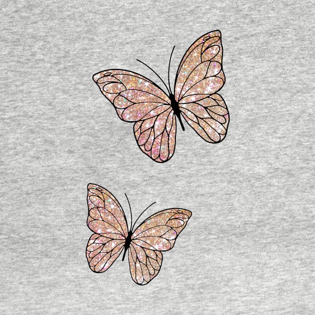 Rose Gold Glitter Butterflies by anrockhi